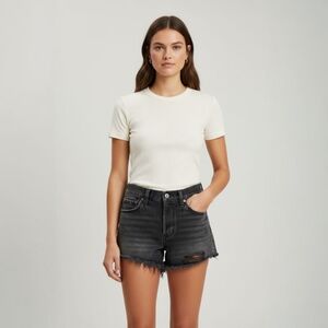 Levi's 501 Cutoff Denim Shorts Size 25 - Mid Rise - Black Distressed Frayed Hem